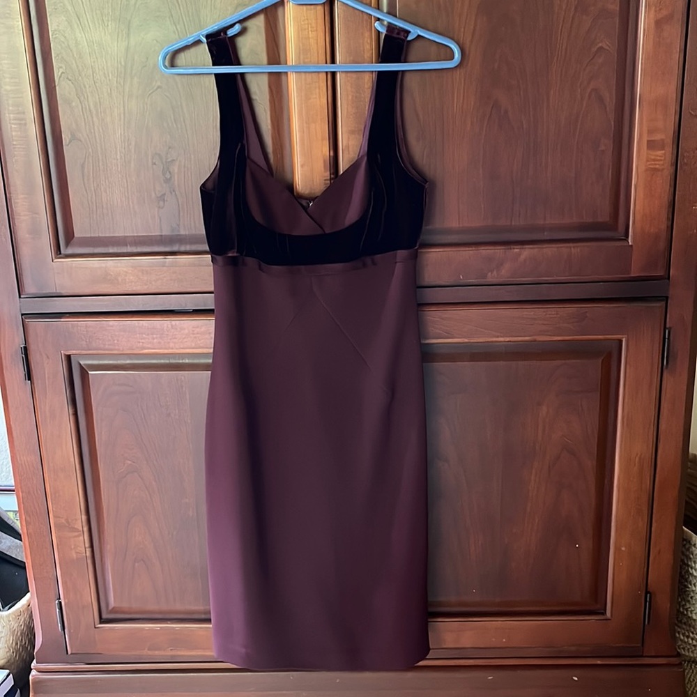 Womens plum-colored dress by Andrea Polizzi for Rex Lester.